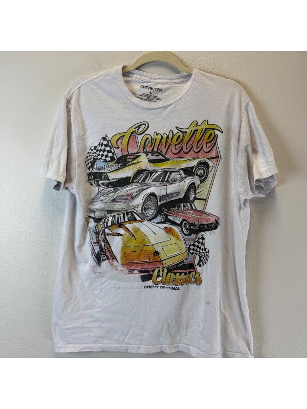 Chemistry Corvette Classic Trashed Cotton Graphic T-Shirt Men’s Large Grunge